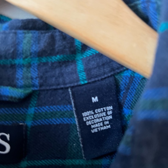 Chaps Casual Blue & Green Plaid Cotton Button Up Shirt M - Picture 3 of 8